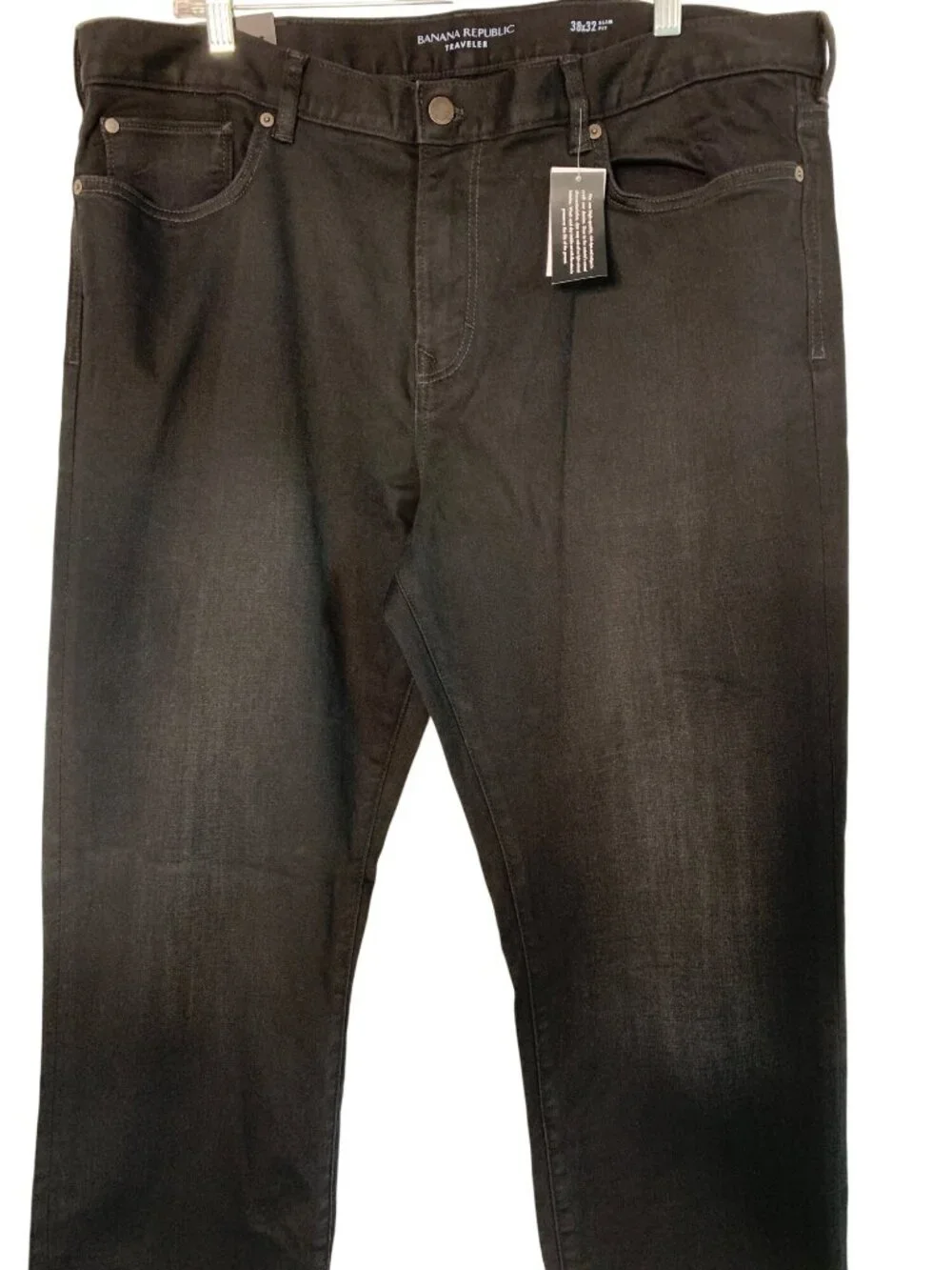 Banana Republic Traveler Luxe Slim Fit Black Jeans 38x32 Mid Rise NWT $129